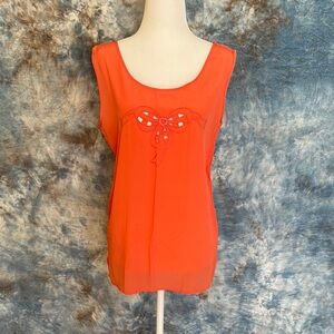 Ecam Orange Sleeveless Top with Bow Detail Made in Italy NWOT One size